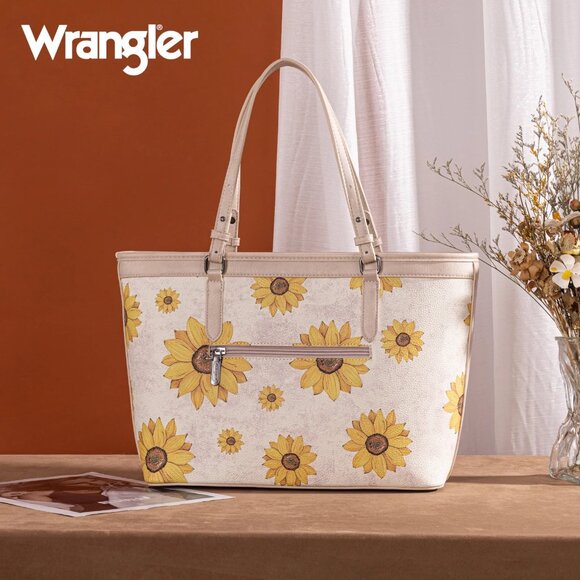 Wrangler Sunflower Print Tote Bag Beige - Picture 2 of 4